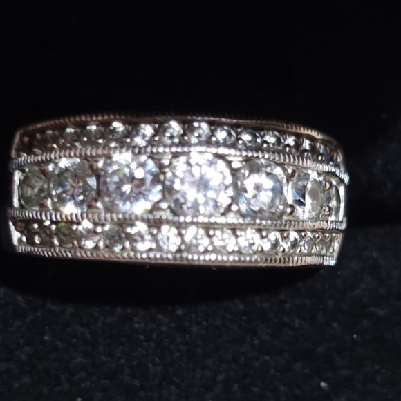 925 SILVER CZ DIAMOND RING BAND WEDDING,ANNIVERSARY COCKTAIL.8.12 Grams SIZE 9 - Picture 3 of 8